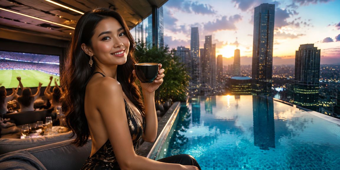 Pemain menikmati bonus kasino sambil minum kopi di suasana santai